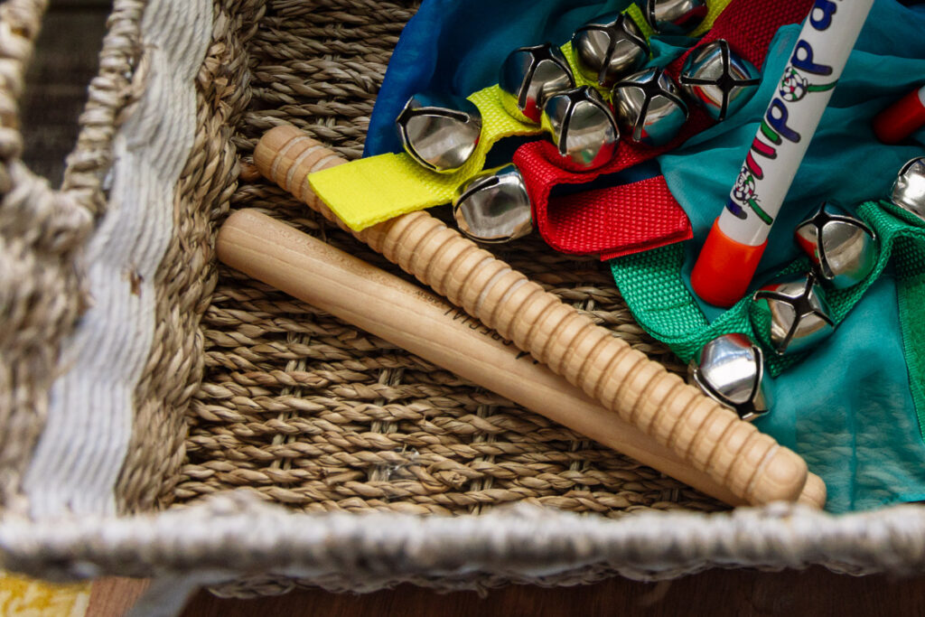 Rhythm sticks in a basket